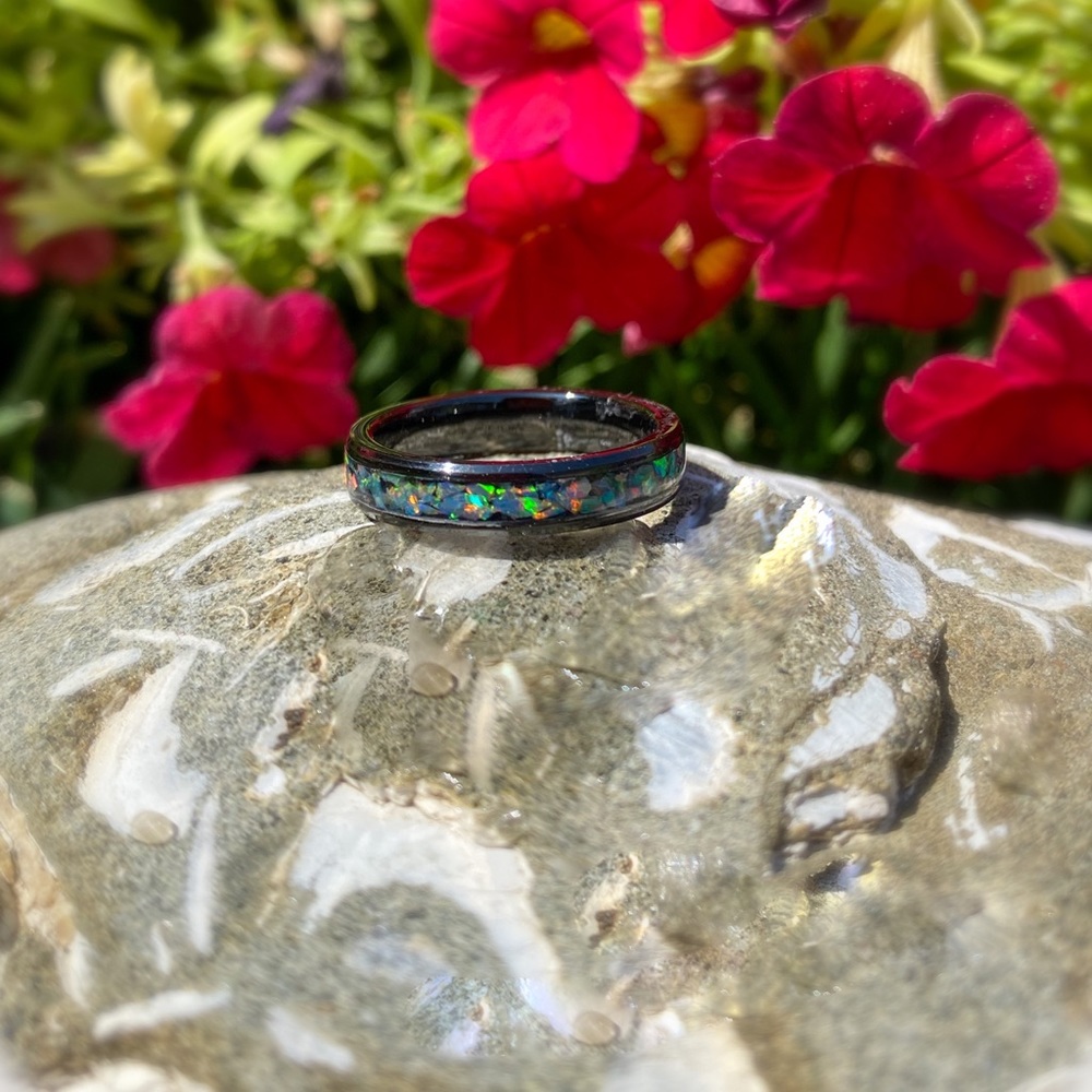 Black Ceramic & Moonstone Opal